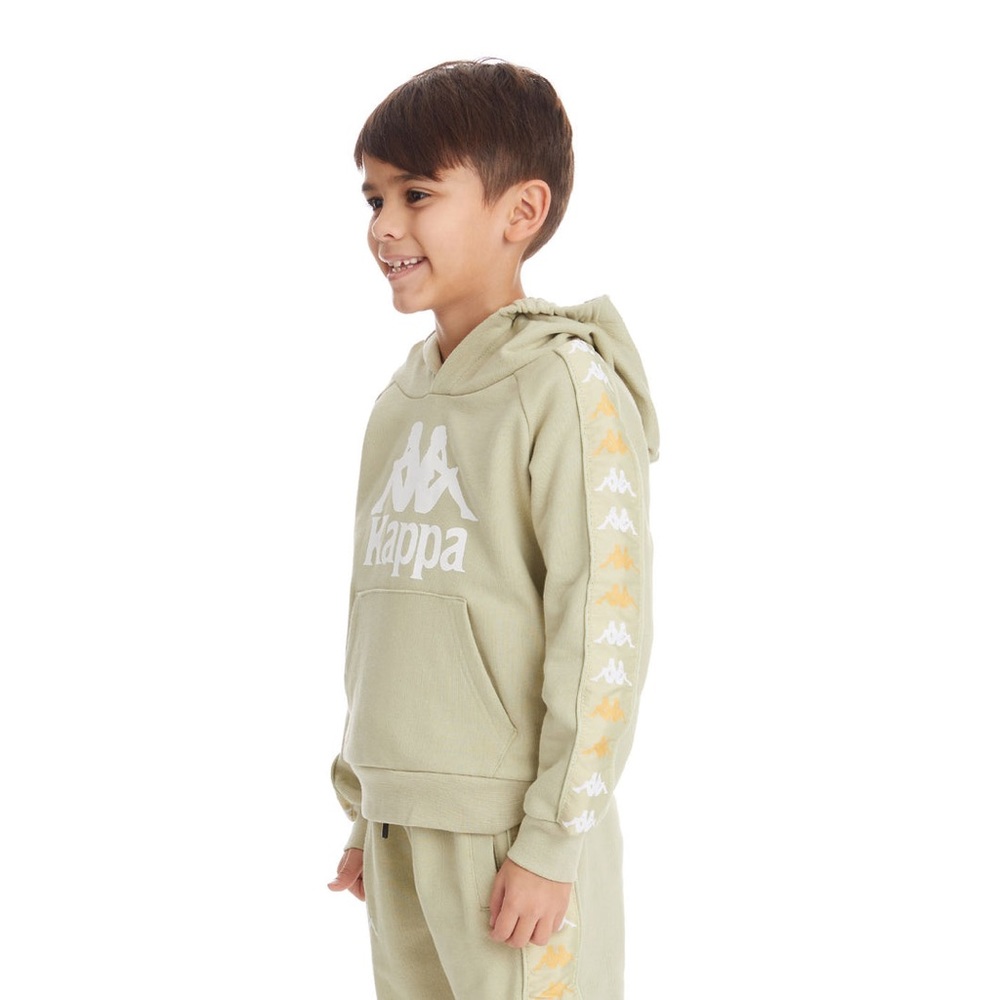 Kids Kappa Sage Green Matching Tracksuit with Hood